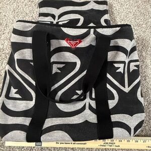 Roxy Soft Y2K Oversized Tote Bag – Gray & Black Logo Print